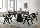 Jasper 7Pc Ebony Black 59'W Round Dining Set with Pedestal Base