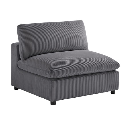 Chelsea Modular 5-Piece Sectional in Charcoal with Plush Polyester Upholstery and Removable Wood Legs - sold by Home Elegance USA