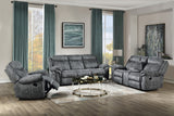 Acme - Zubaida Motion Loveseat & Console W/USB 55026 Two Tone Gray Velvet