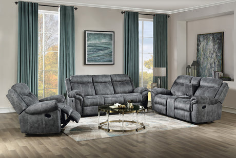 Acme - Zubaida Motion Sofa & Console W/USB 55025 Two Tone Gray Velvet