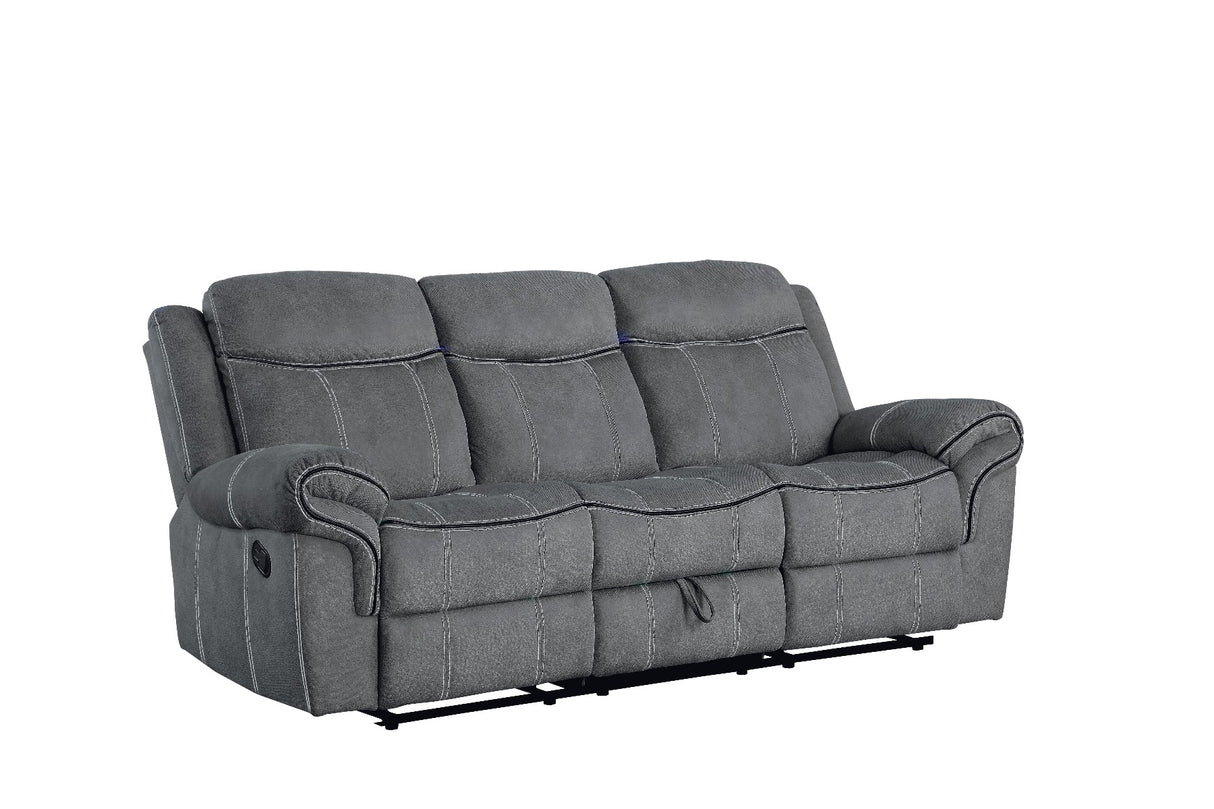 Acme - Zubaida Motion Sofa & Console W/USB 55025 Two Tone Gray Velvet