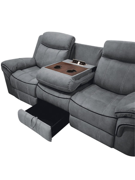 Acme - Zubaida Motion Sofa & Console W/USB 55025 Two Tone Gray Velvet