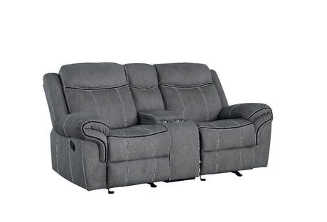 Acme - Zubaida Motion Loveseat & Console W/USB 55026 Two Tone Gray Velvet