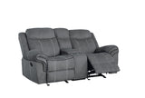 Acme - Zubaida Motion Loveseat & Console W/USB 55026 Two Tone Gray Velvet