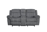 Acme - Zubaida Motion Loveseat & Console W/USB 55026 Two Tone Gray Velvet