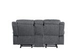 Acme - Zubaida Motion Loveseat & Console W/USB 55026 Two Tone Gray Velvet