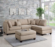 Sand Color 3pcs Sectional Living Room Furniture Reversible Chaise Sofa And Ottoman Polyfiber Linen Like Fabric Cushion Couch - sold by Home Elegance USA