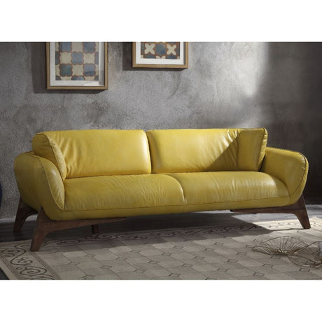 Acme - Pesach Sofa 55075 Mustard Top Grain Leather