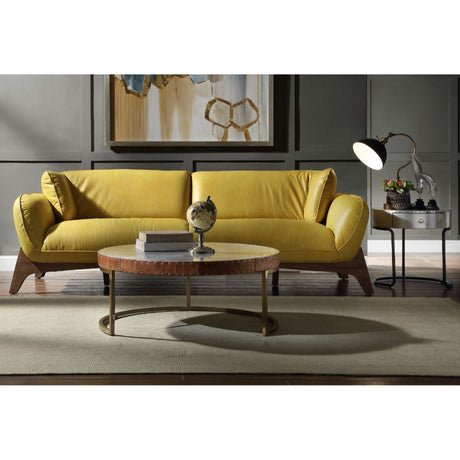 Acme - Pesach Sofa 55075 Mustard Top Grain Leather