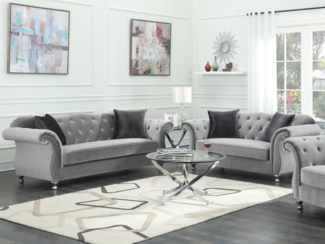 Frostine Upholstered Tufted Living Room Set Silver - 551161 - S2 - image - 1