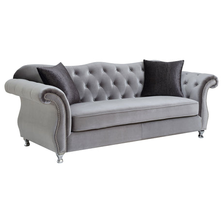 Frostine Upholstered Tufted Living Room Set Silver - 551161 - S2 - image - 2