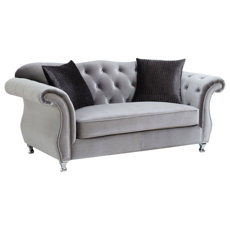 Frostine Upholstered Tufted Living Room Set Silver - 551161 - S2 - image - 4