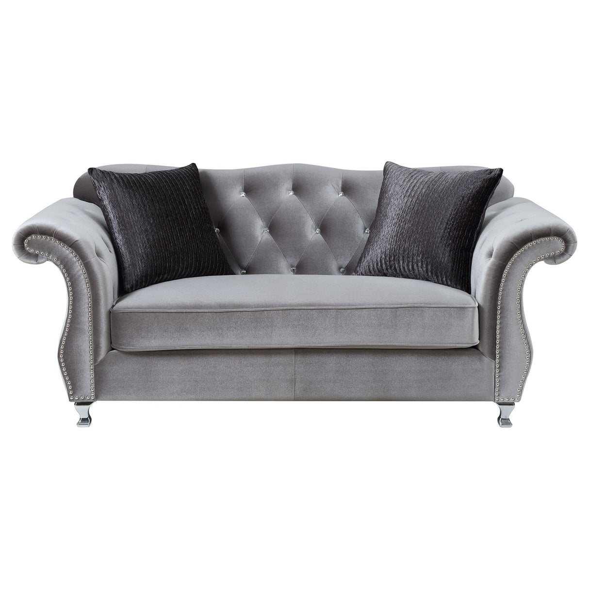 Frostine Upholstered Tufted Living Room Set Silver | Coaster | Home Elegance USA