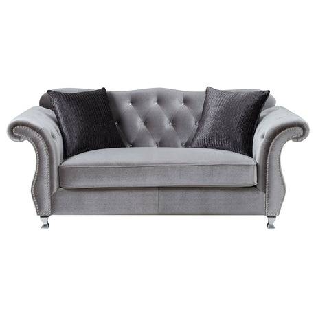 Frostine Upholstered Tufted Living Room Set Silver - 551161 - S2 - image - 5