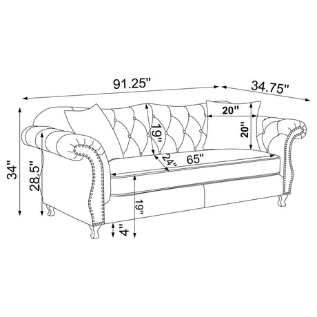 Frostine Upholstered Tufted Living Room Set Silver - 551161 - S2 - image - 10