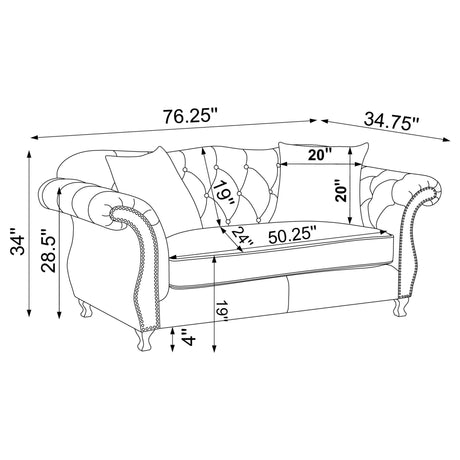 Frostine Upholstered Tufted Living Room Set Silver - 551161 - S2 - image - 11