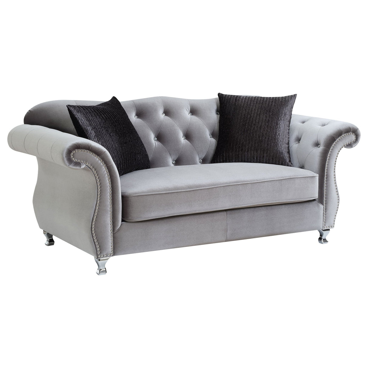 Frostine Upholstered Tufted Living Room Set Silver | Coaster | Home Elegance USA