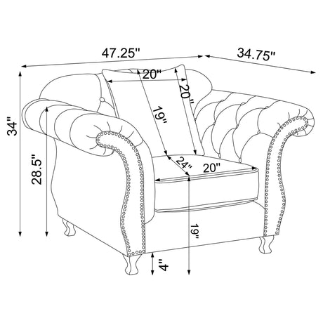 Frostine Upholstered Tufted Living Room Set Silver - 551161 - S3 - image - 15