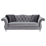 Sofa - Frostine Button Tufted Sofa Silver