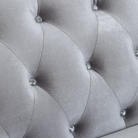 Loveseat - Frostine Button Tufted Loveseat Silver