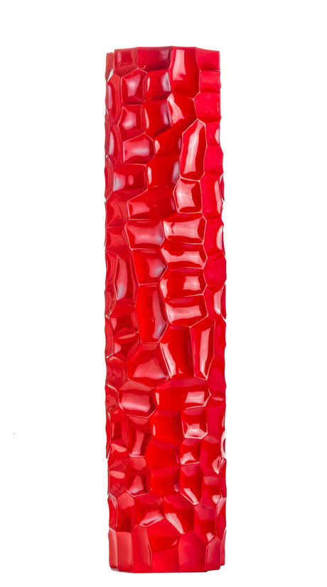 Textured Honeycomb Vase // Red, 52"  | Finesse - sold by Home Elegance USA