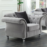 Chair - Frostine Button Tufted Chair Silver