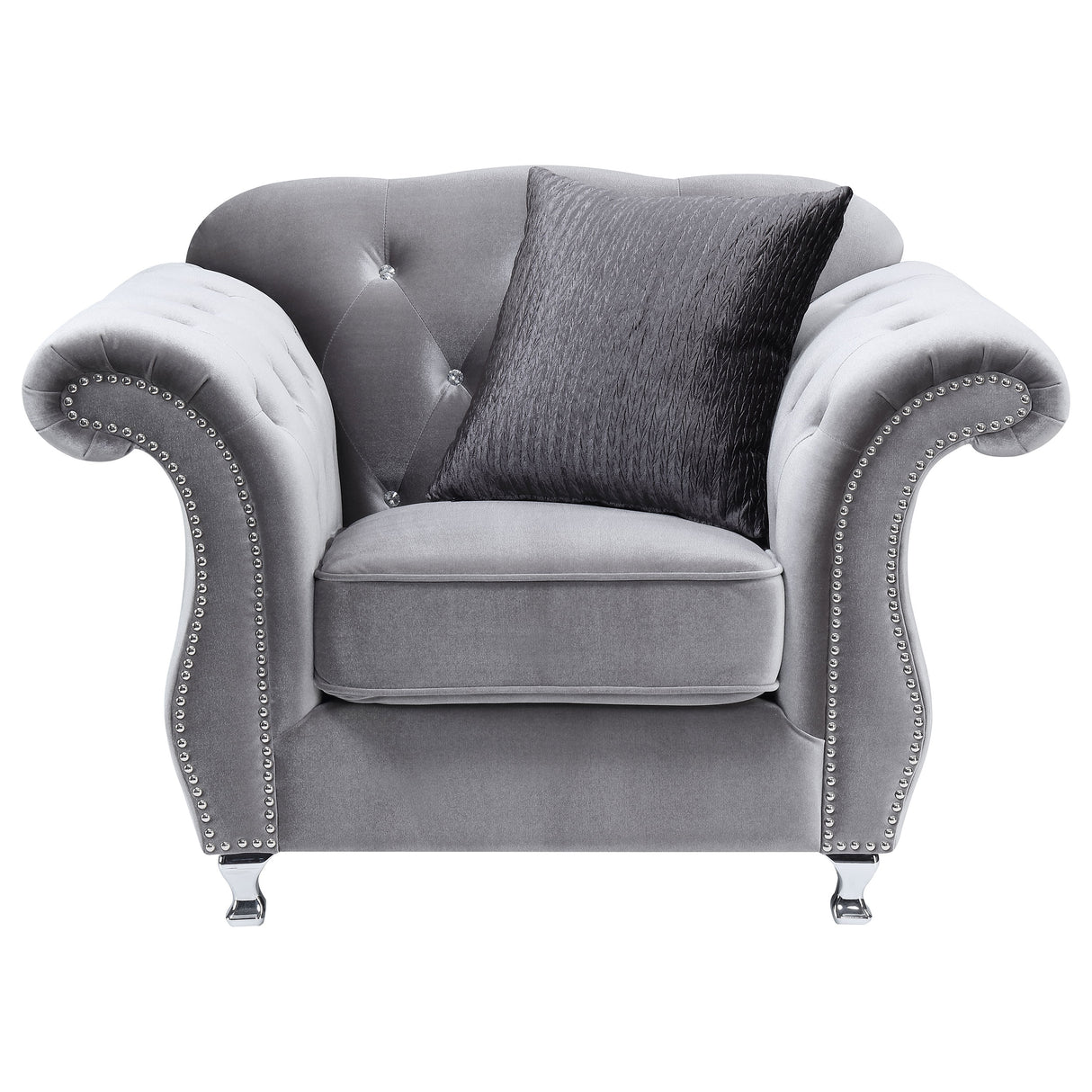 Chair - Frostine Button Tufted Chair Silver