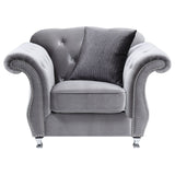 Chair - Frostine Button Tufted Chair Silver