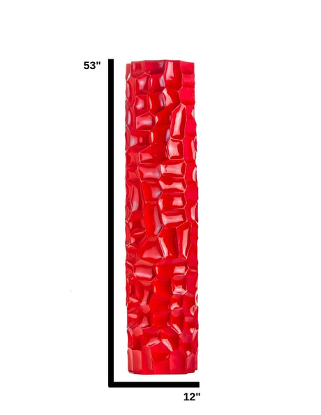 Textured Honeycomb Vase // Red, 52"  | Finesse - sold by Home Elegance USA