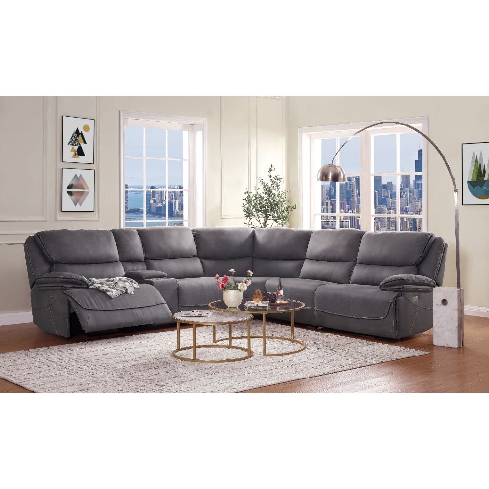 Acme - Neelix Power Motion Sectional Sofa 55120 Seal Gray Fabric