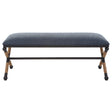 Firth Rustic Bench Navy - Blue / Light Brown by Uttermost - View 1