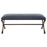 Firth Rustic Bench Navy - Blue / Light Brown by Uttermost - View 1