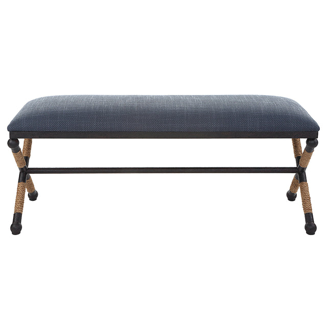 Firth Rustic Bench Navy - Blue / Light Brown by Uttermost - View 1