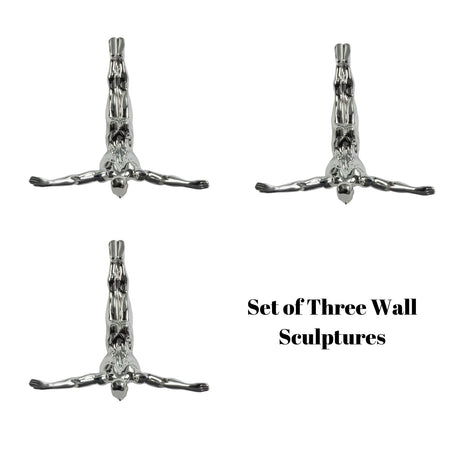 Set of Three Large Wall Divers // Semi Chrome  | Finesse - Home Elegance USA
