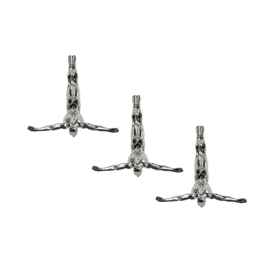 Set of Three Large Wall Divers // Semi Chrome  | Finesse - Home Elegance USA