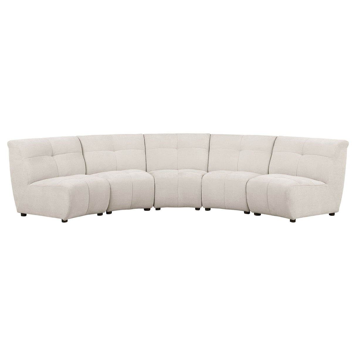 Charlotte 5 - piece Upholstered Curved Modular Sectional Sofa Ivory | Coaster | Home Elegance USA