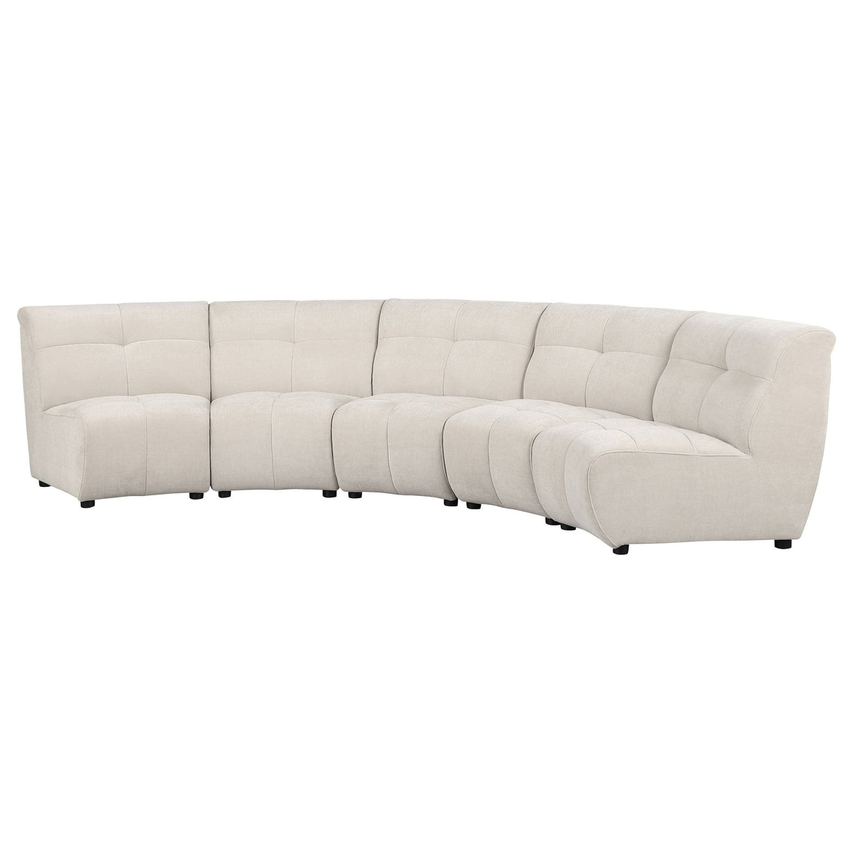 Charlotte 5 - piece Upholstered Curved Modular Sectional Sofa Ivory | Coaster | Home Elegance USA