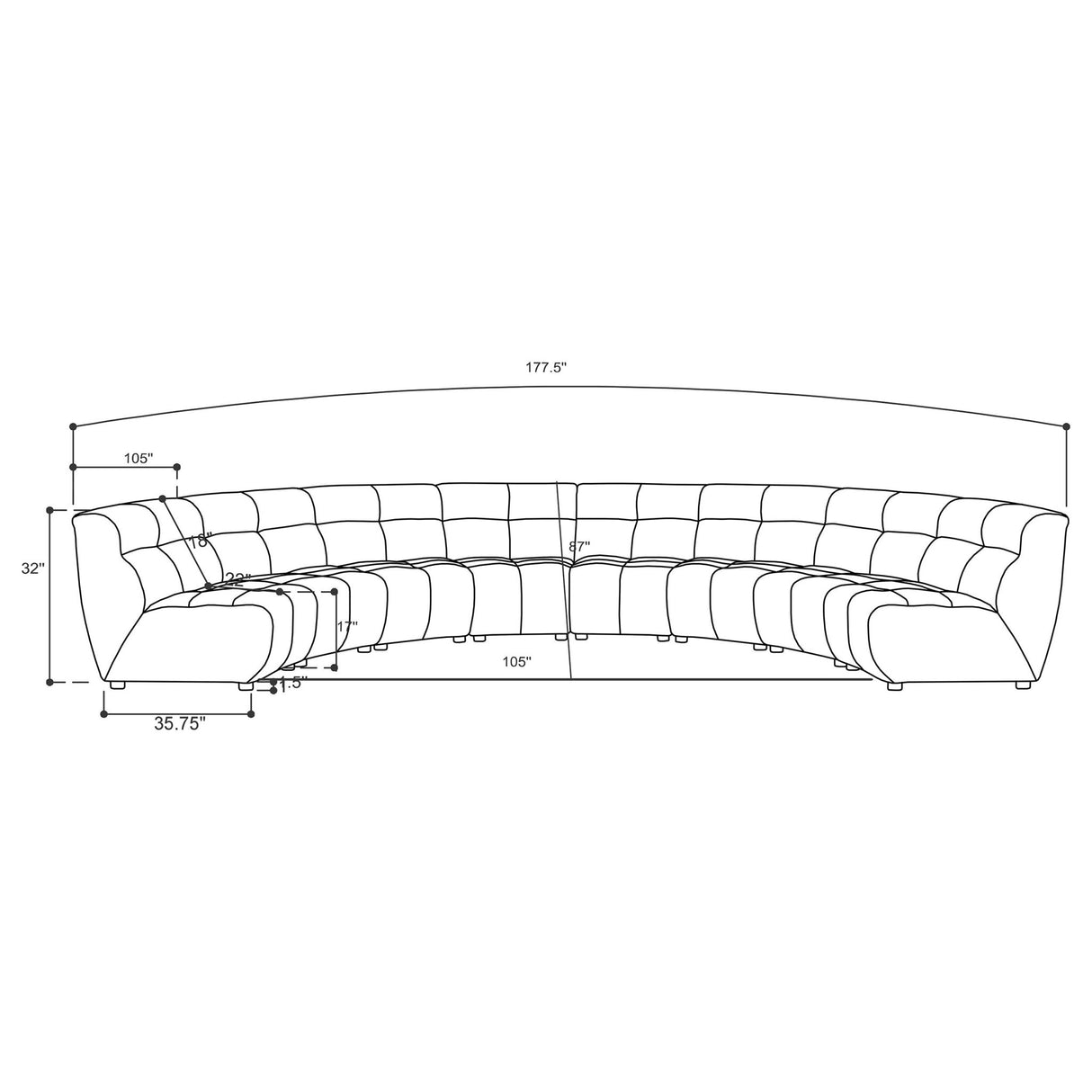 Charlotte 8 - piece Upholstered Curved Modular Sectional Sofa Ivory - 551300 - image - 9