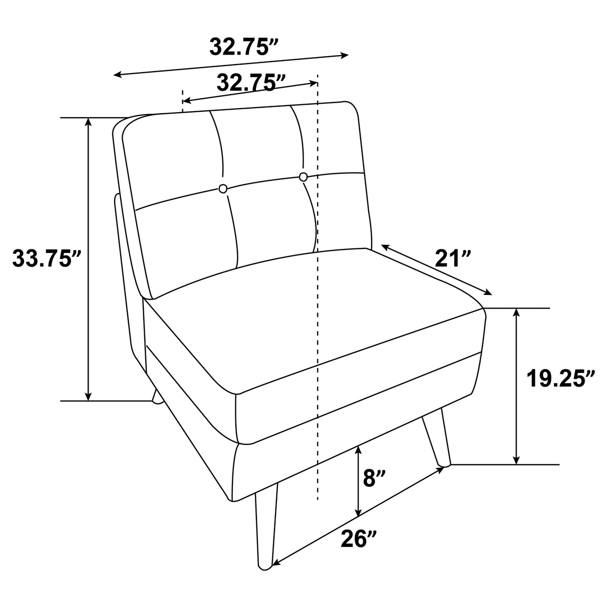 Armless Chair - Churchill Button Tufted Armless Chair Grey