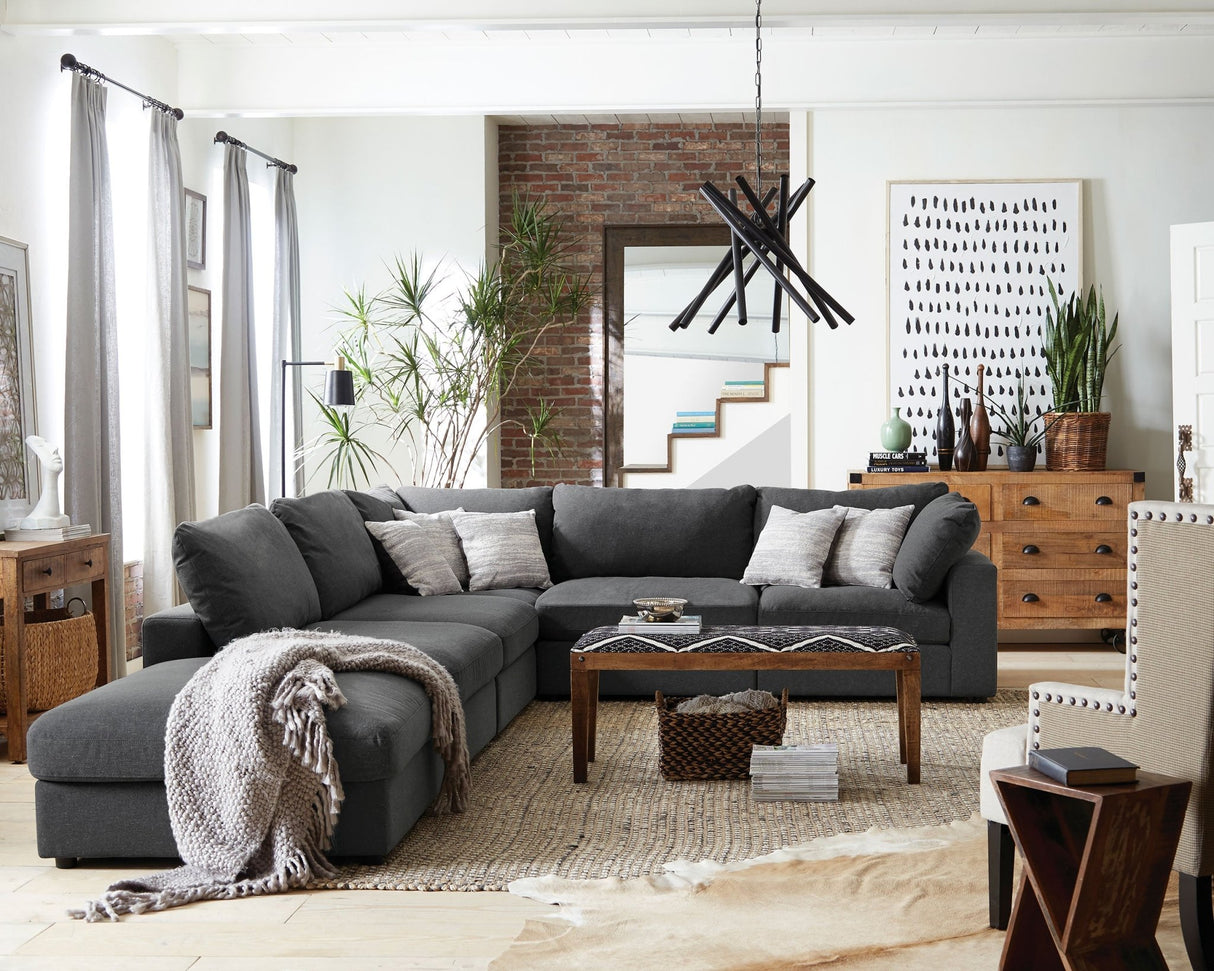 Serene 4 - piece Upholstered Modular Sectional Charcoal | Coaster | Home Elegance USA