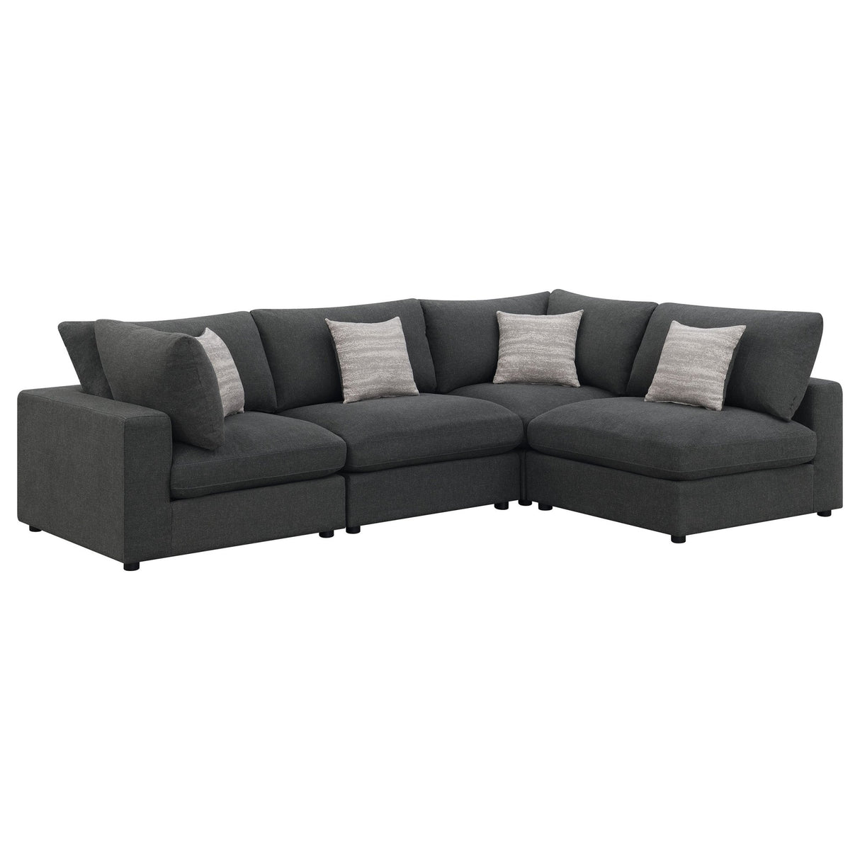 Serene 4 - piece Upholstered Modular Sectional Charcoal | Coaster | Home Elegance USA