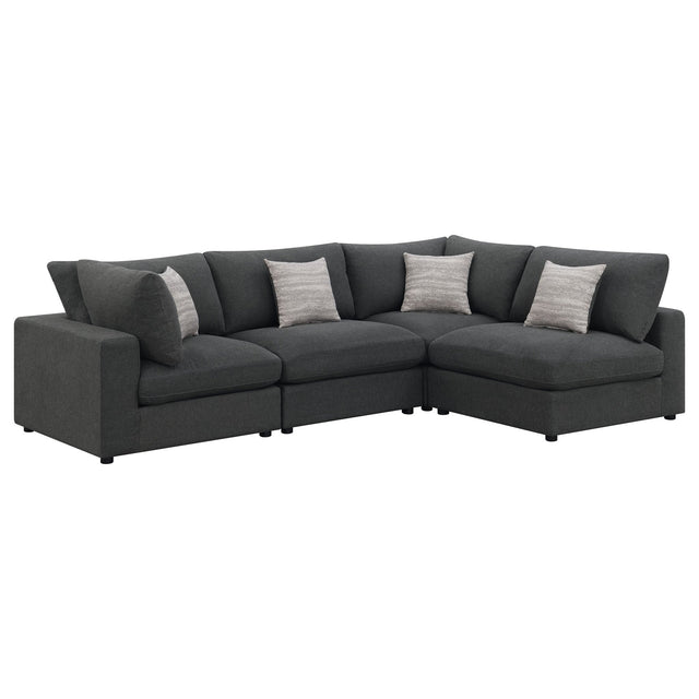 Serene 4 - piece Upholstered Modular Sectional Charcoal | Coaster | Home Elegance USA