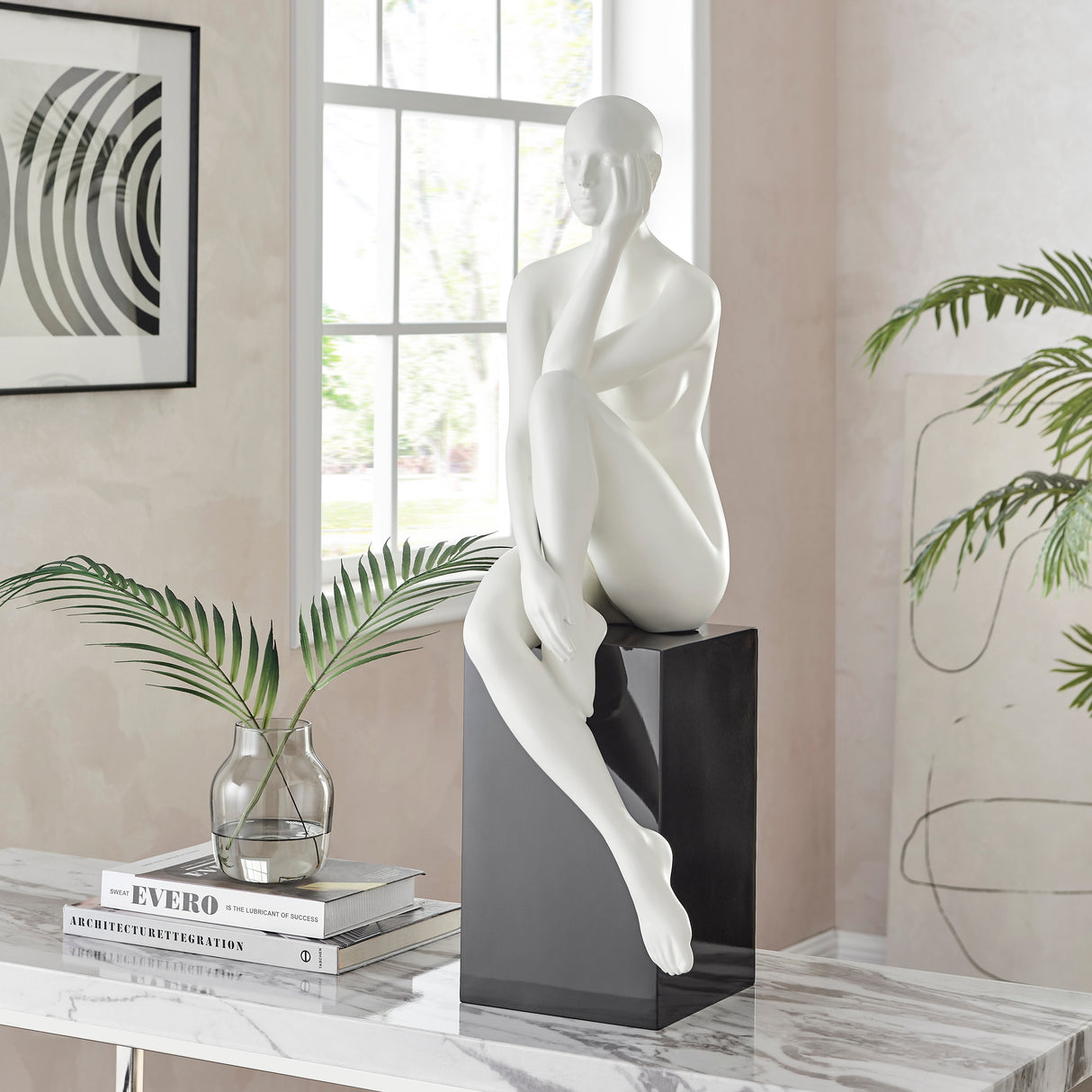 Antoinette Doll Sculpture // Matte White with Black Base  | Finesse
