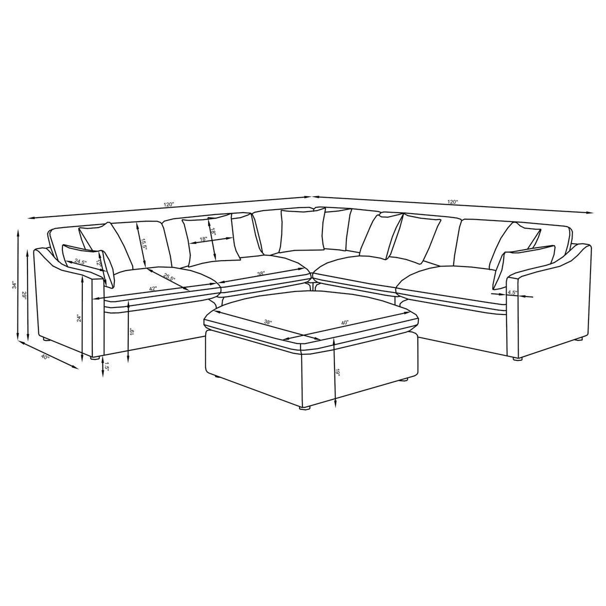 Hobson 6 - piece Reversible Cushion Modular Sectional Off - White | Coaster | Home Elegance USA