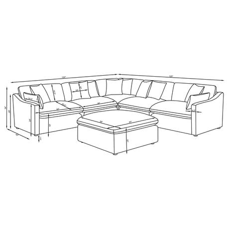 Hobson 6 - piece Reversible Cushion Modular Sectional Off - White | Coaster | Home Elegance USA
