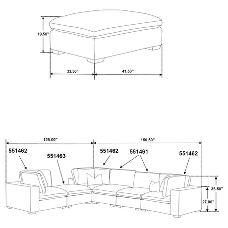 Ottoman  - Lakeview Upholstered Ottoman Ivory