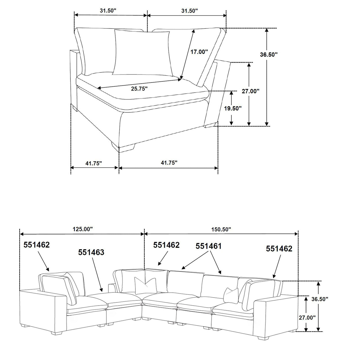 Modular Sectional 5 Pc Set - Lakeview 5-piece Upholstered Modular Sectional Sofa Dark Chocolate