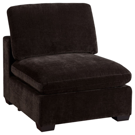 Armless Chair - Lakeview Upholstered Armless Chair Dark Chocolate | Coaster | Home Elegance USA