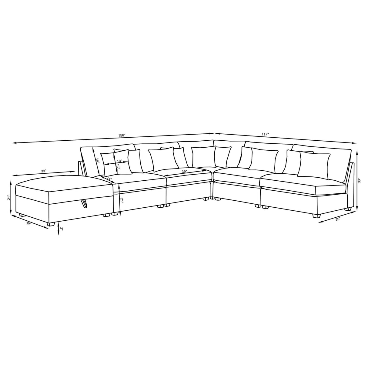 4 Pc Sectional - Cambria 4-piece Upholstered Modular Sectional Grey