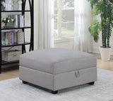 Cambria Upholstered Square Storage Ottoman Grey | Coaster | Home Elegance USA